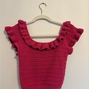 Ruffled Knit Pink Top